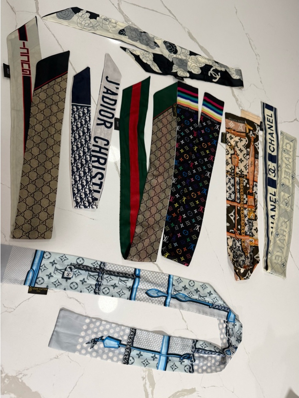 Designer Silk Twilly Scarf - Multicolor